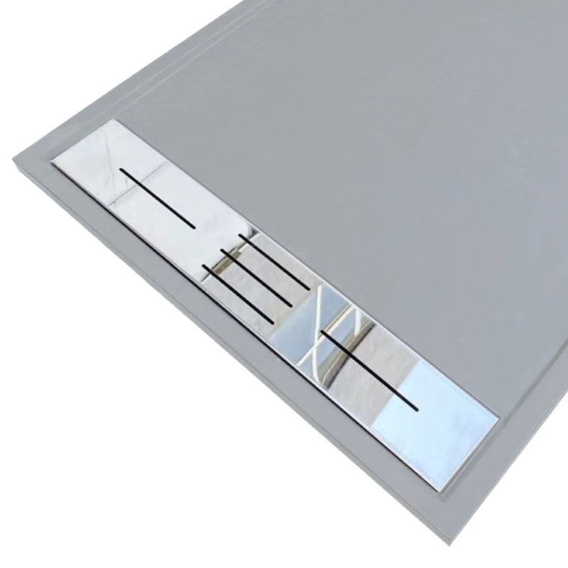 Grille inxo caniveau Receveur de douche extra plat LUCIA en SoliCast® surface ardoisée gris