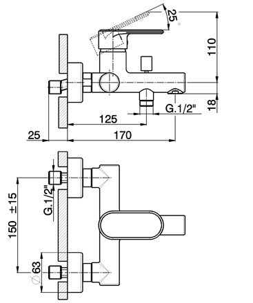 Robinet mitigeur bain/douche mural CISAL LINEAVIVA - Le Monde du Bain