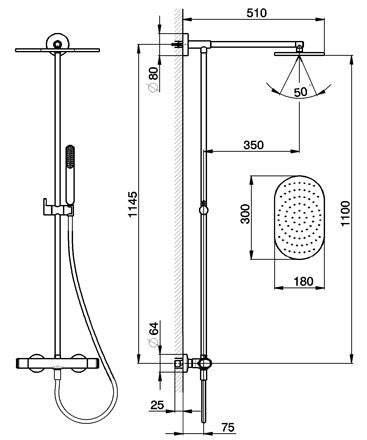 Ensemble robinet mitigeur douche mural CISAL LINEAVIVA - Le Monde du Bain