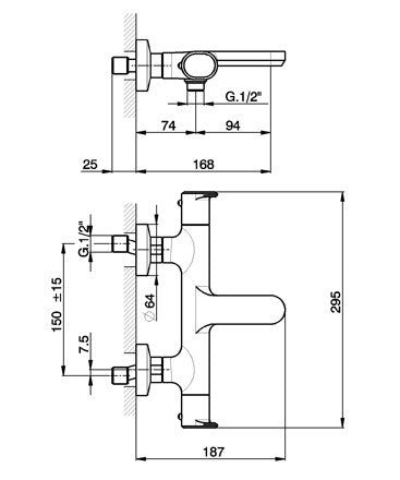 Robinet thermostatique bain/douche mural CISAL LINEAVIVA - Le Monde du Bain