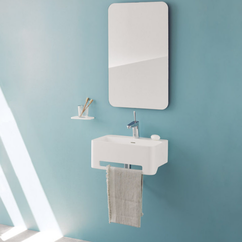 Lavabo suspendu design CORK 50 cm en sanydur - Le Monde du Bain