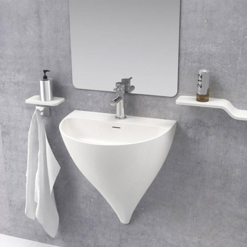 Lave-mains suspendu design KALIYA 50 cm en sanydur - Le Monde du Bain