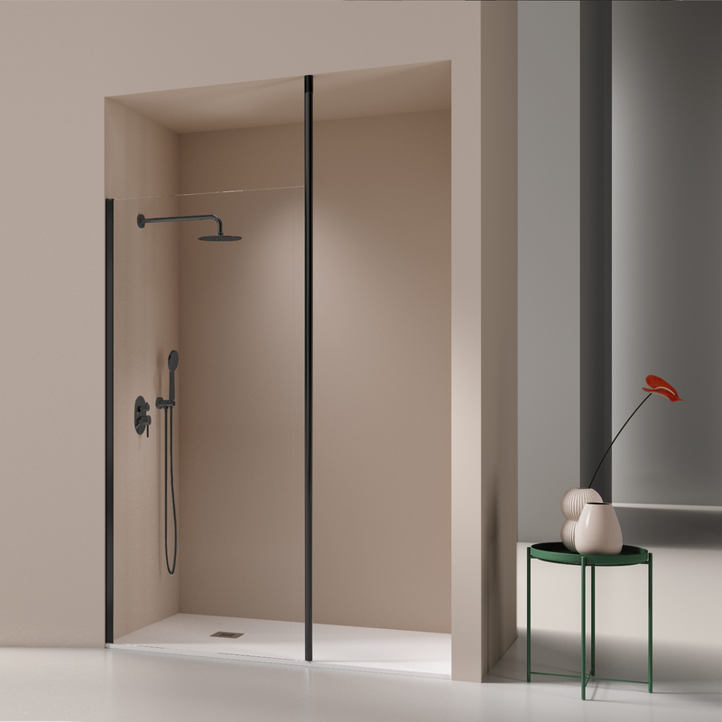 Paroi de douche fixe FRESH LAVANTE profil noir mat- Le Monde du Bain