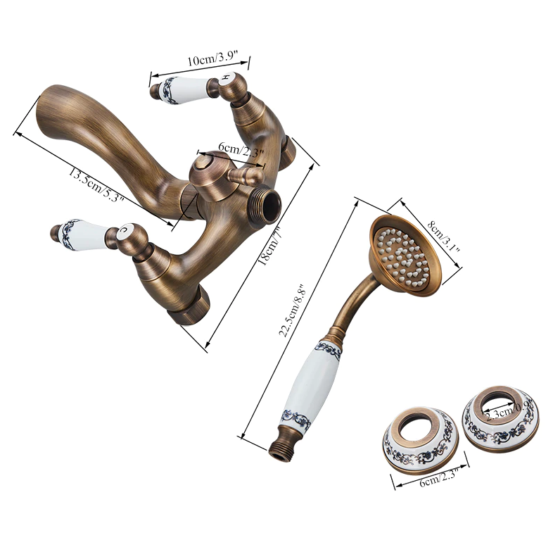 Robinet mélangeur mural rétro pour baignoire FLORINA or ancien