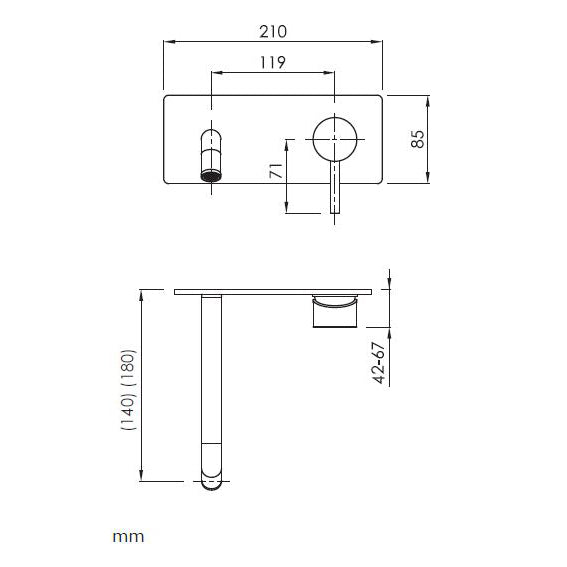 Robinet mitigeur mural avec plaque LOOP 6 coloris