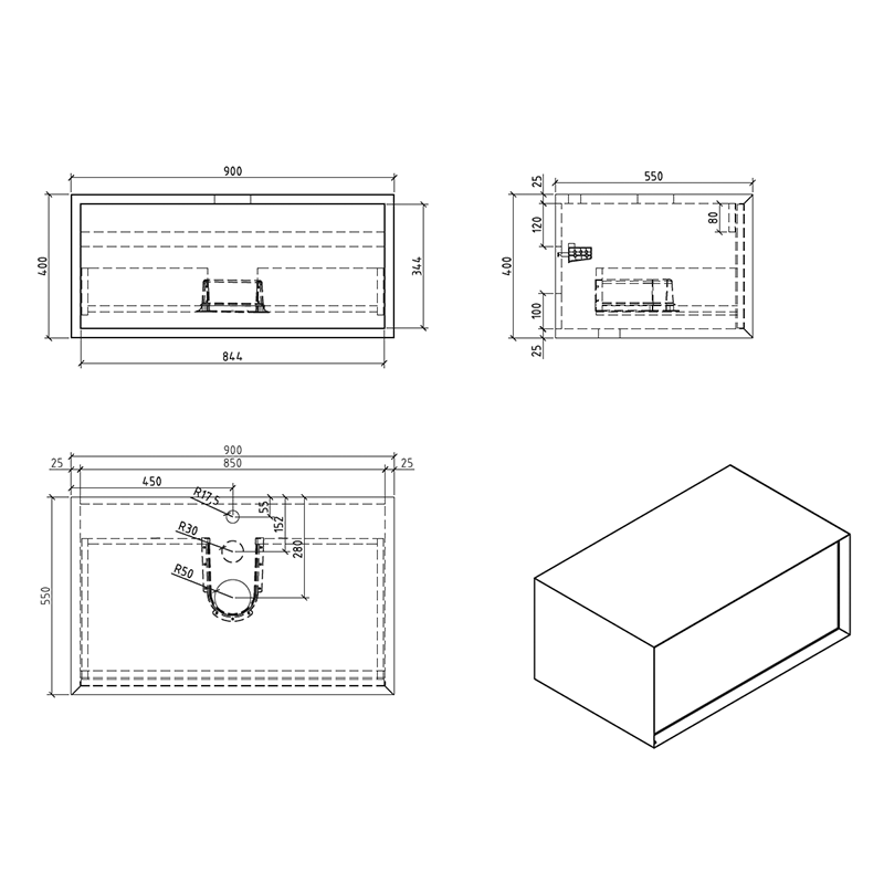 Meuble salle de bain simple vasque PALIO 90 cm, blanc / chêne clair - Le Monde du Bain