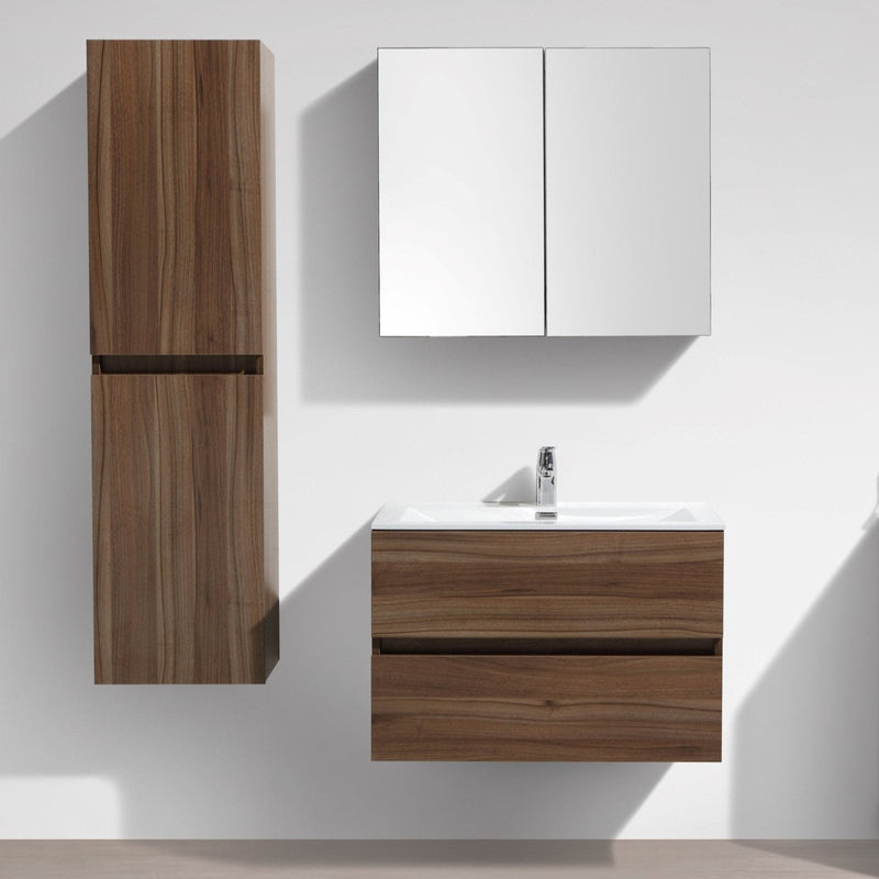 Meuble salle de bain design simple vasque SIENA largeur 80 cm, noyer - Le Monde du Bain