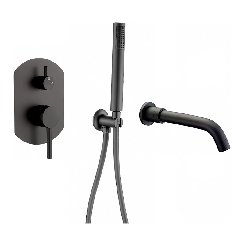 Mitigeur baignoire à encastrer avec douchette CEILO noir mat - Le Monde du Bain