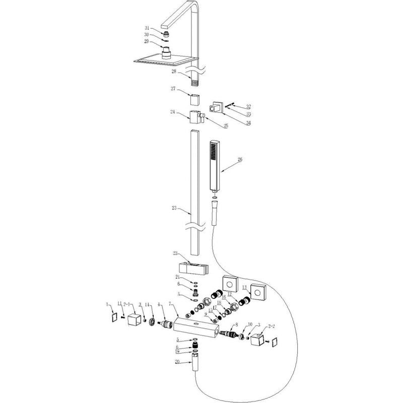 Pièces - Colonne de douche thermostatique NILA noir mat - Le Monde du Bain