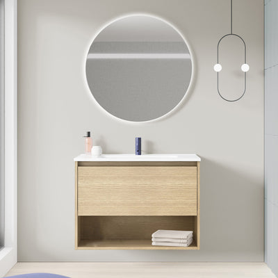 Meuble salle de bain NIWA en bois suspendu chene clair