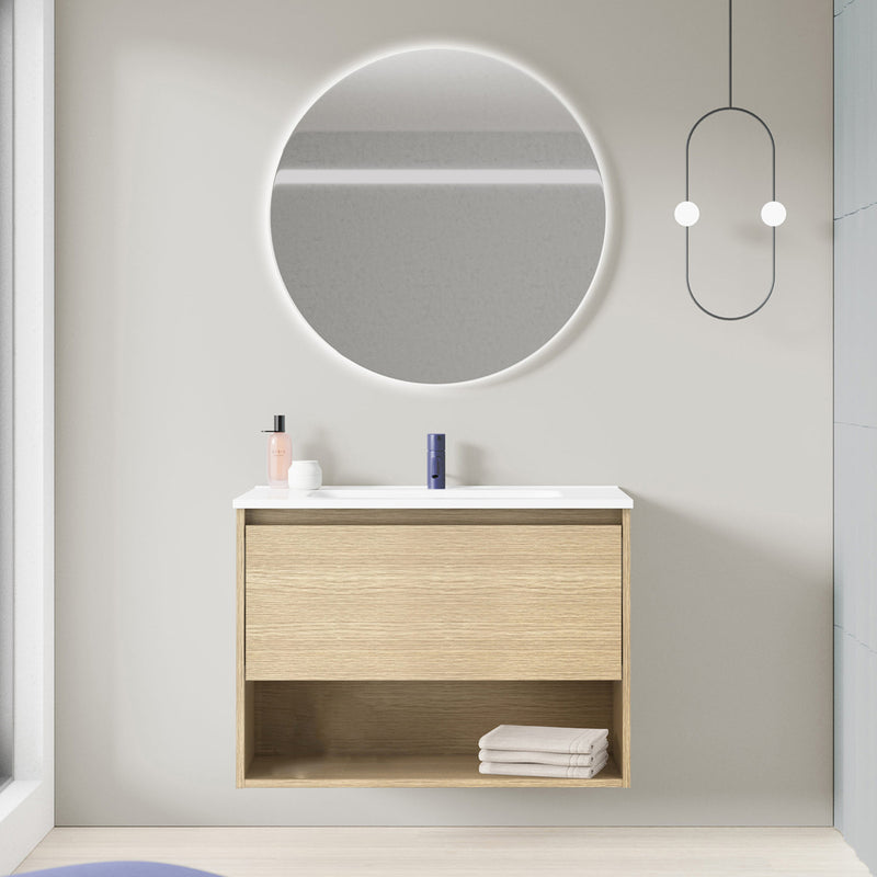 Meuble salle de bain NIWA en bois suspendu chene clair