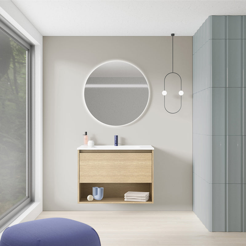 Meuble salle de bain NIWA en bois suspendu chene clair