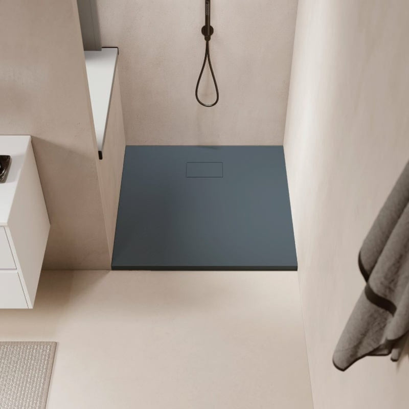 Receveur de douche extra plat PIATTO en SoliCast® surface ardoisée gris basalte carré