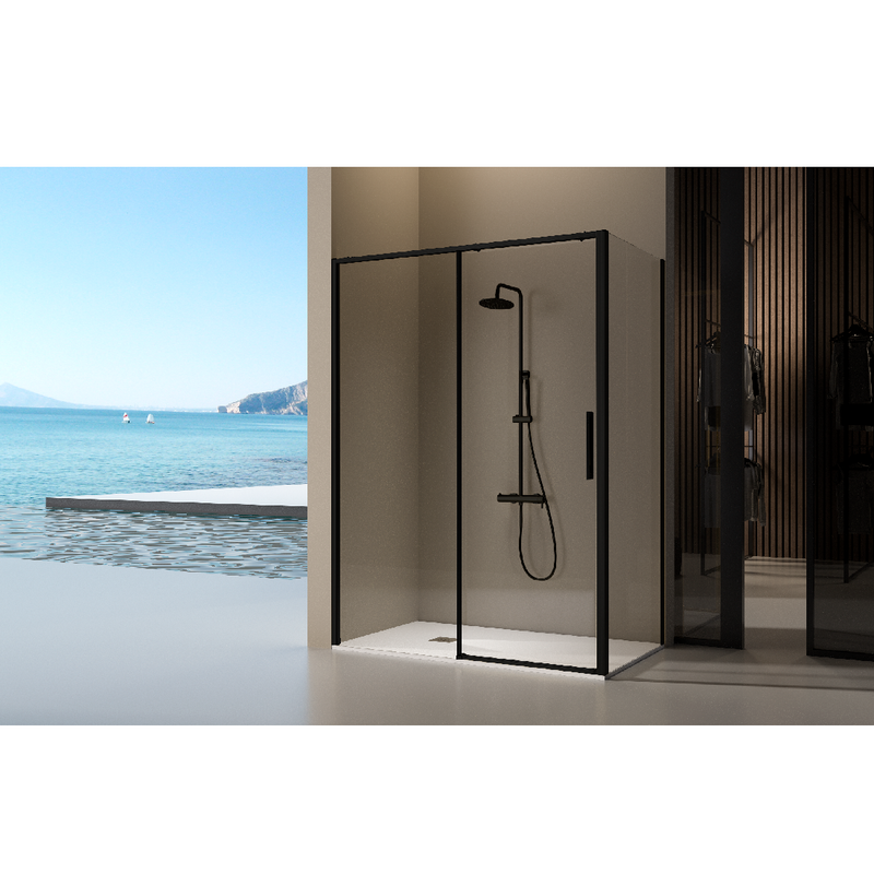 Paroi de douche 1 verre fixe + 1 porte coulissante DELTA - Le Monde du Bain
