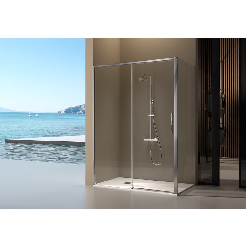 Paroi de douche fixe + porte coulissante DELTA - Le Monde du Bain