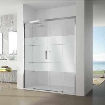 Paroi de douche 2 verres fixes + 2 portes coulissantes S400 verre sérigraphié