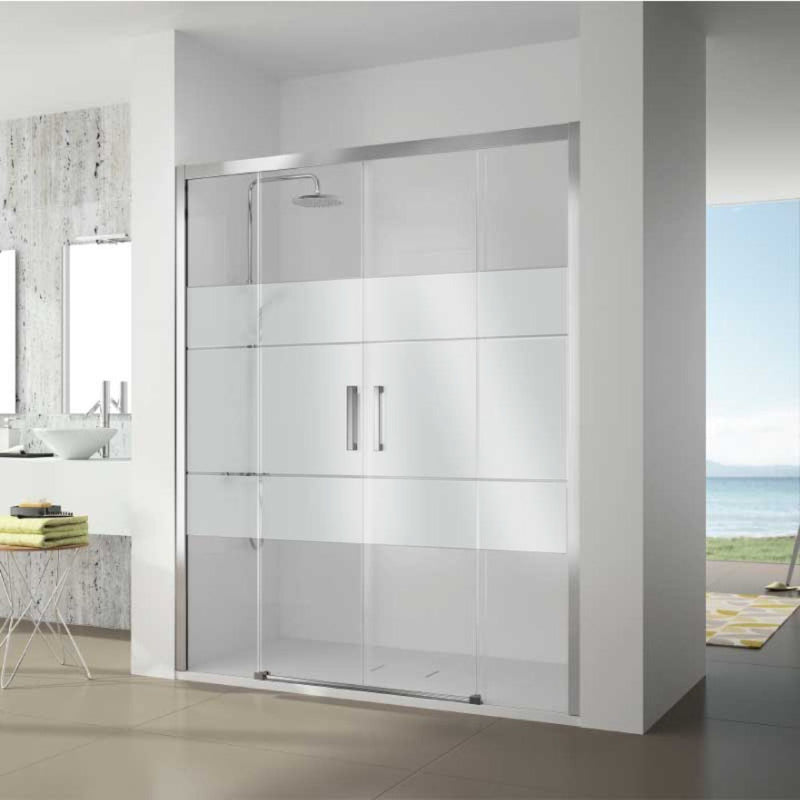 Paroi de douche 2 verres fixes + 2 portes coulissantes S400 verre sérigraphié