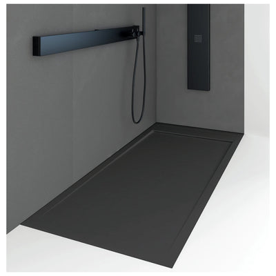Receveur de douche extra plat QUORE en résine surface ardoisée, noir