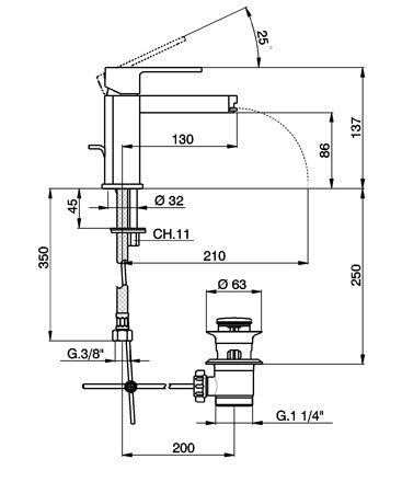 Robinet mitigeur lavabo CISAL ROADSTER CASCADE avec bonde - Le Monde du Bain