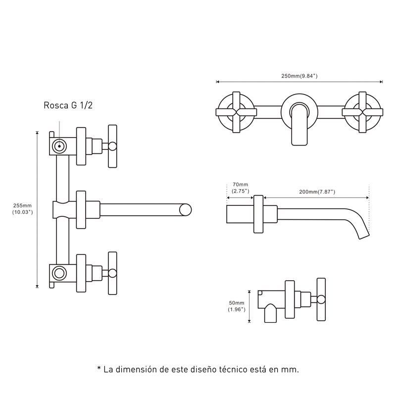 Mélangeur lavabo mural à encastrer REGINA noir mat