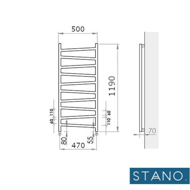 Radiateur sèche-serviettes eau chaude design CYRKA 119 x 50 cm noir mat