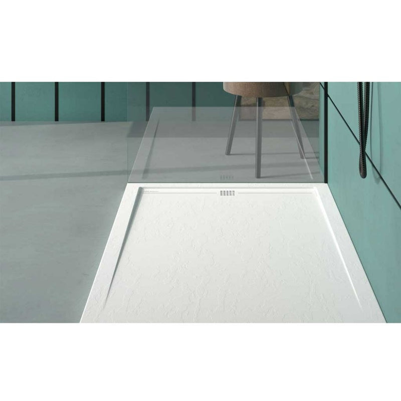 Receveur de douche extra plat ARCO en résine surface ardoisée blanc - Le Monde du Bain