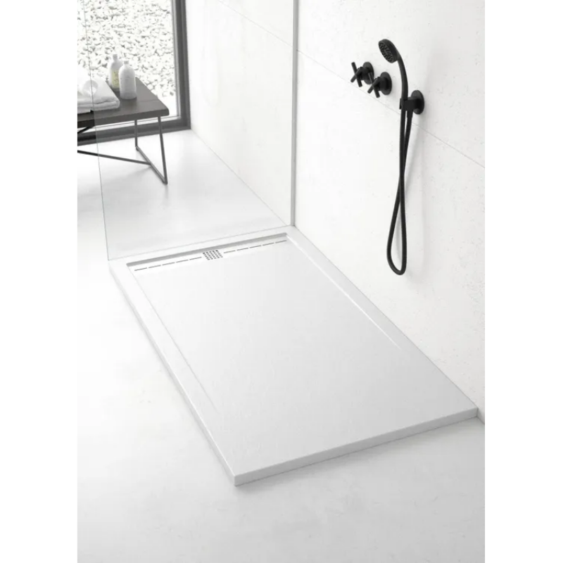 Receveur de douche extra plat ARCO en résine surface ardoisée blanc - Le Monde du Bain