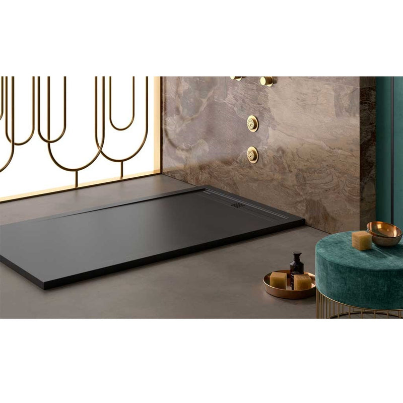 Receveur de douche extra plat ARCO en résine surface ardoisée noir - Le Monde du Bain