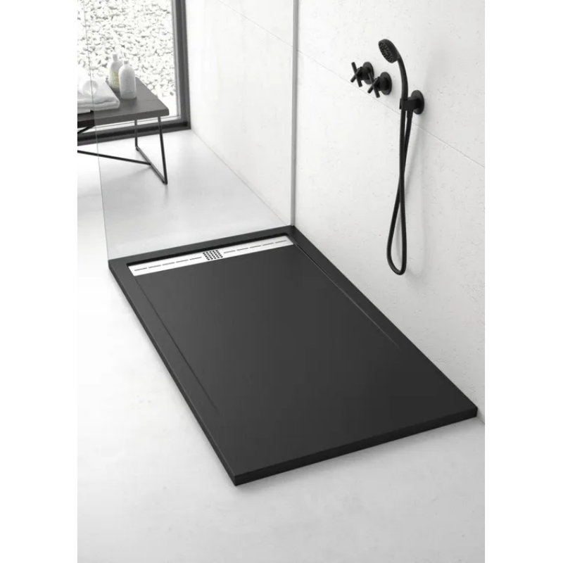 Receveur de douche extra plat ARCO en résine surface ardoisée noir - Le Monde du Bain