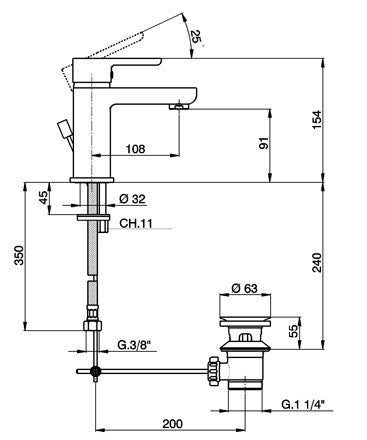 Robinet mitigeur lavabo CISAL SOFTCUBE avec bonde - Le Monde du Bain