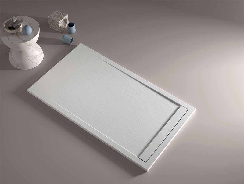 Receveur de douche résine surface ardoisée CLEVER blanc -Le Monde du Bain