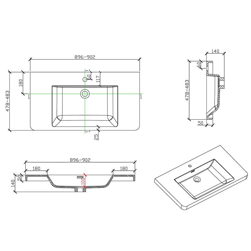 Meuble salle de bain design simple vasque PIACENZA largeur 90 cm, chêne clair