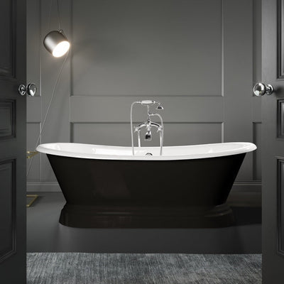 Baignoire sur socle en fonte émaillée SOUTHPORT Noire| miniature_Peinture blanche (baignoire et socle)