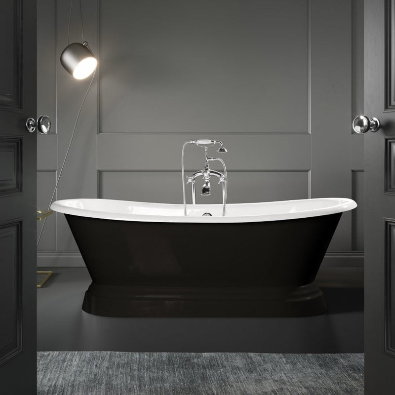 Baignoire sur socle en fonte émaillée SOUTHPORT Noire| miniature_Peinture blanche (baignoire et socle)