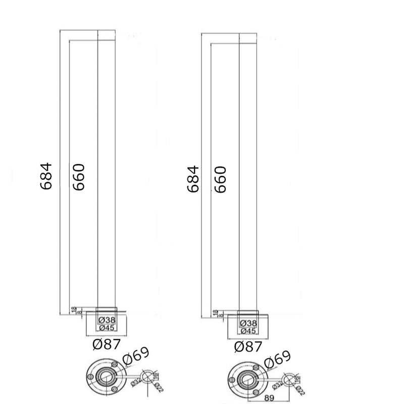 Robinet mélangeur baignoire rétro sur pieds VICTORIA dimensions pieds