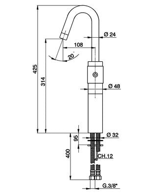 Robinet mitigeur lavabo CISAL STEP réhaussé sans bonde - Le Monde du Bain