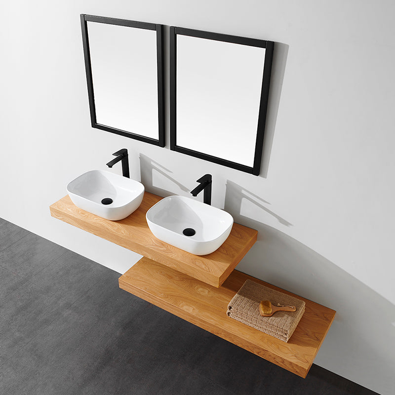 Plan pour vasque suspendu TOP finition bois mélaminée chêne - Le Monde du Bain