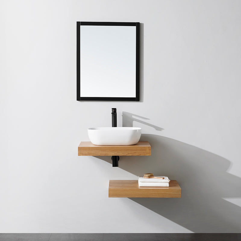 Plan pour vasque suspendu TOP finition bois mélaminée chêne - Le Monde du Bain