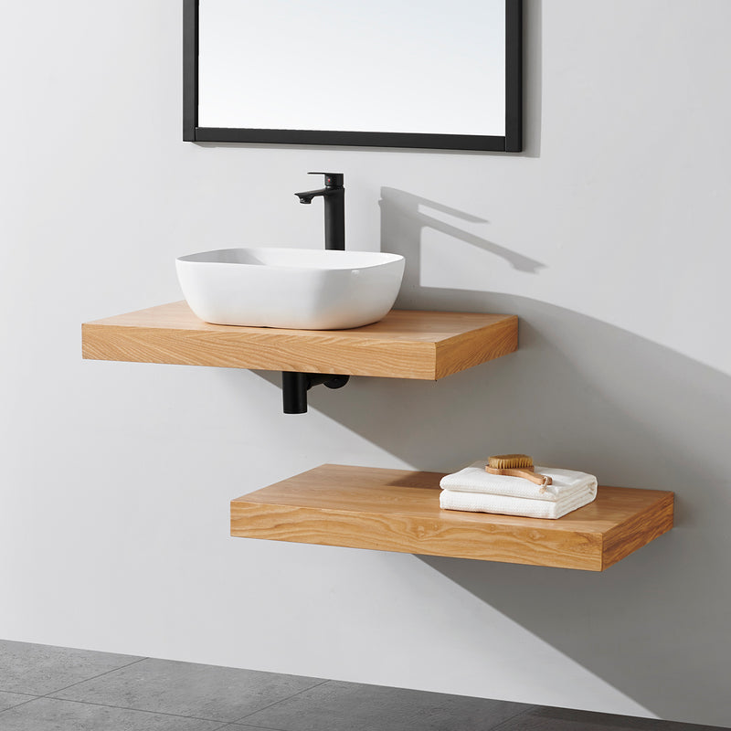 Plan pour vasque suspendu TOP finition bois mélaminée chêne - Le Monde du Bain