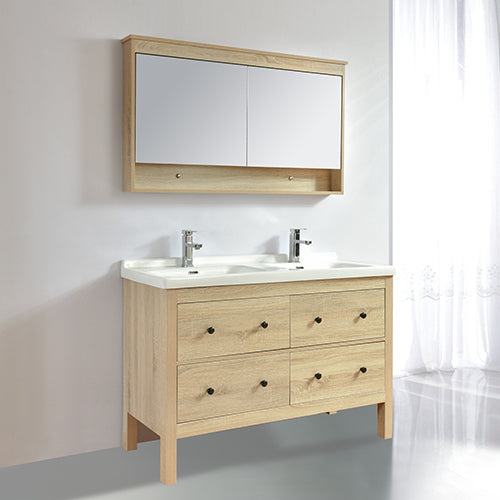 Armoire de toilette bloc-miroir 120 cm TYPO finition mélaminé chêne