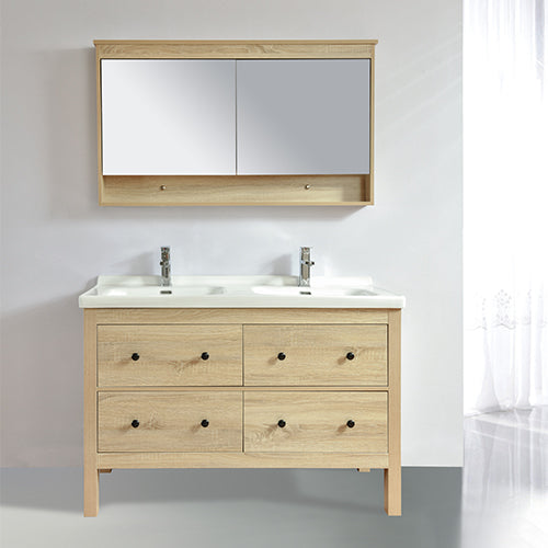 Armoire de toilette bloc-miroir 120 cm TYPO finition mélaminé chêne