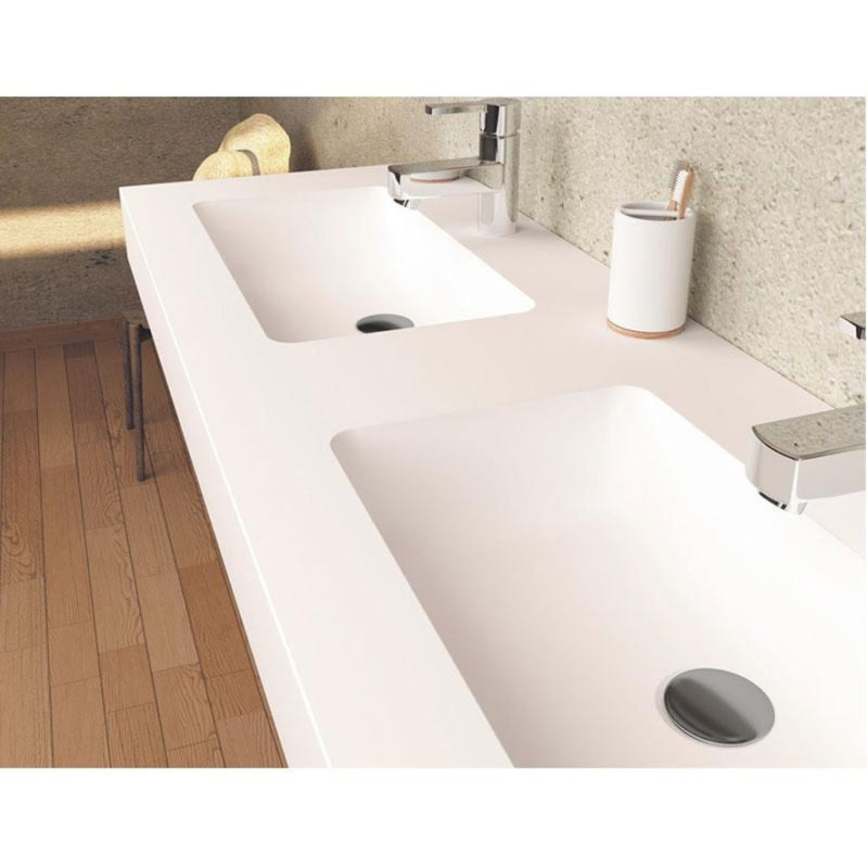 Vasque double ou simple suspendue en sanydur CARDIFF MURO - Le Monde du Bain