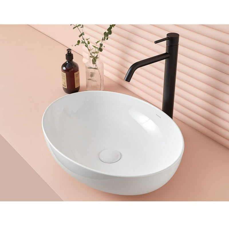 Vasque à poser ovale en céramique PARMA blanc brillant - Le Monde du Bain