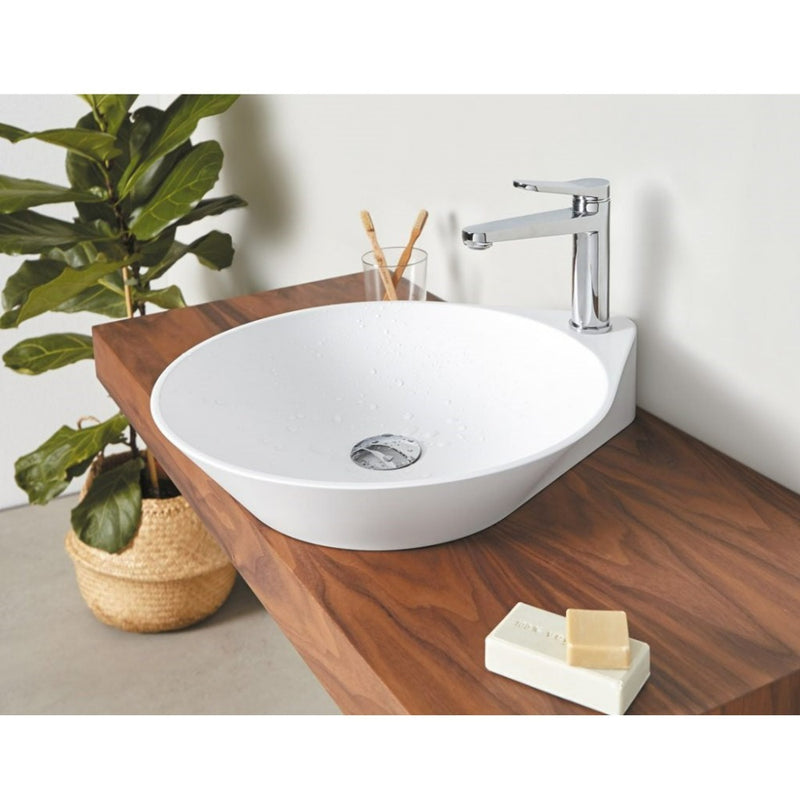 Vasque à poser ovale en pierre de synthèse NADIR blanc mat - Le Monde du Bain