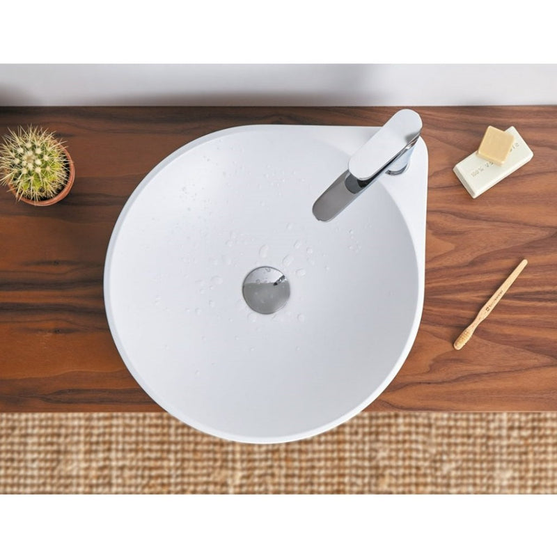 Vasque à poser ovale en pierre de synthèse NADIR blanc mat - Le Monde du Bain