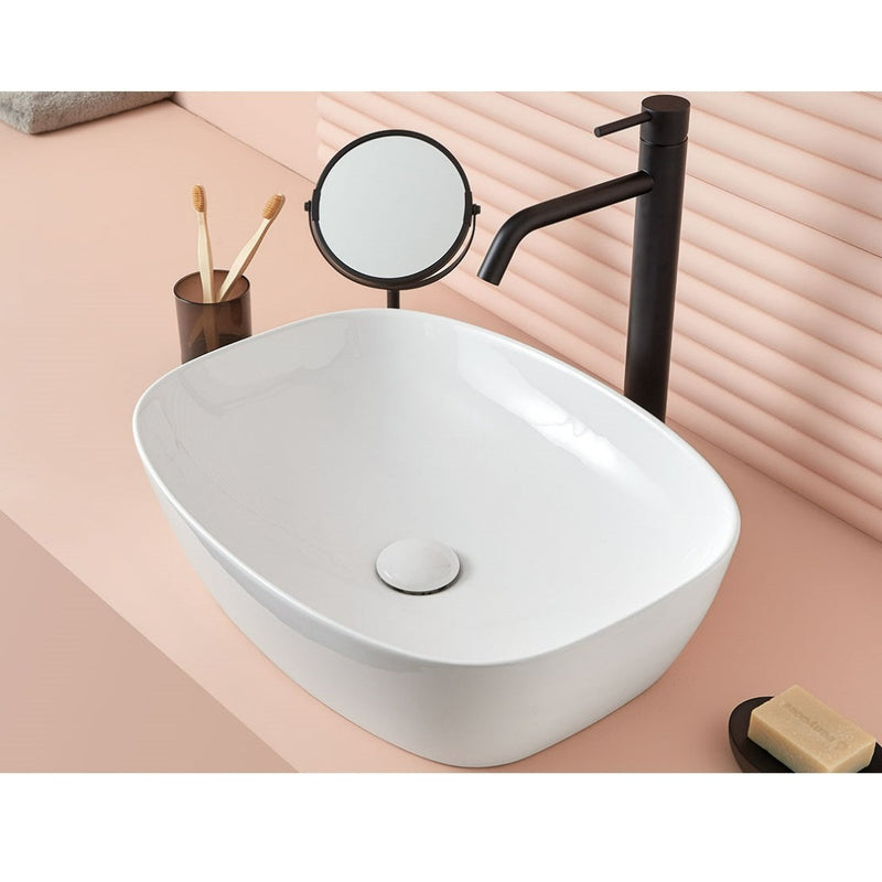 Vasque à poser rectangulaire en céramique BALTA blanc brillant - Le Monde du Bain