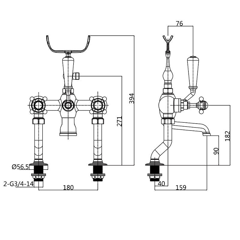 Robinet mélangeur baignoire rétro sur plage CANTERBURY - Le Monde du Bain