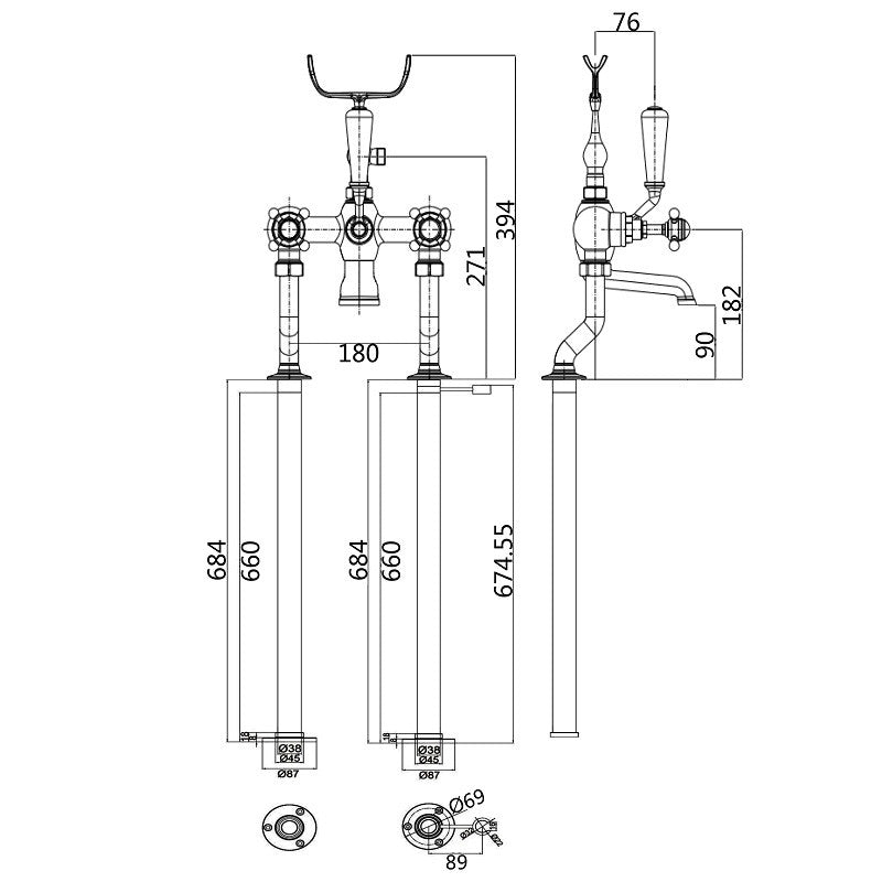 Robinet mélangeur ancien sur colonnes CANTERBURY - Le Monde du Bain