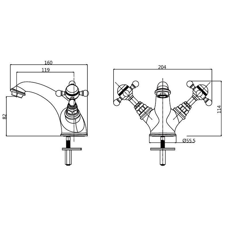 Robinet mélangeur lavabo rétro CANTERBURY avec bonde - Le Monde du Bain