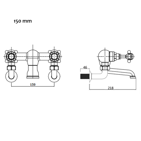 Robinet mélangeur baignoire rétro mural CANTERBURY - Le Monde du Bain